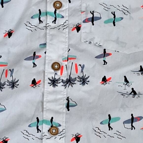 NWT Tucker + Tate Boys Short Sleeve Button Shirt White Surf Print Small 7-8 - Picture 6 of 9